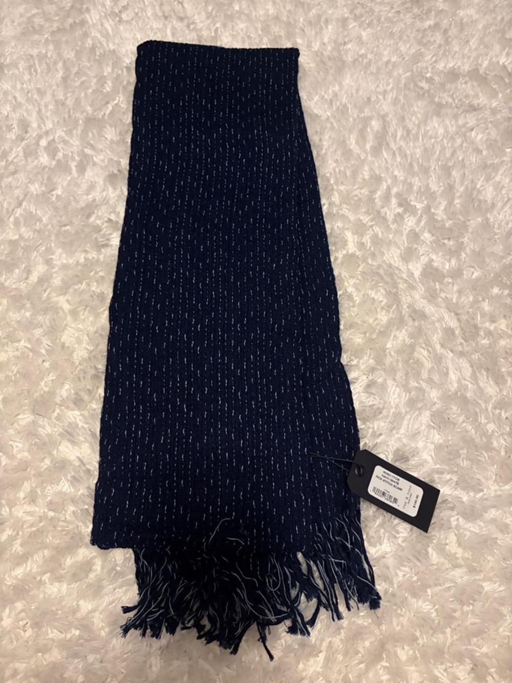 rag & bone navy and silver fringe scarf